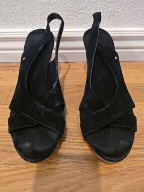 UGG Women's Black Suede Slingback Sandals